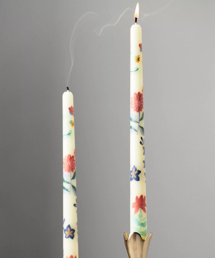 Handpainted Taper Candles, Set of 2