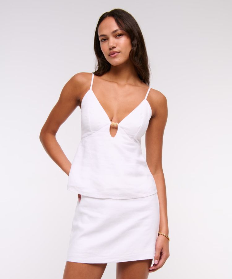 Linen-Blend Beaded Cami