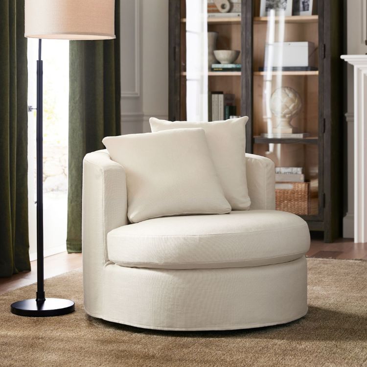 Slipcovered Swivel Chair