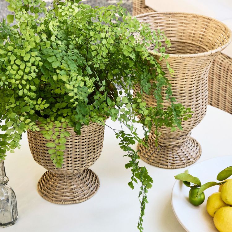 Rattan Pedestal Vase
