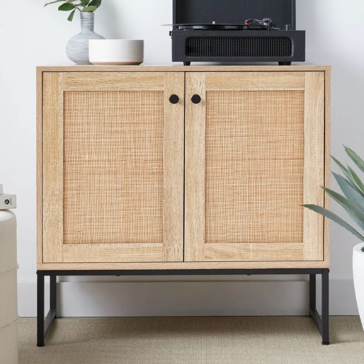 2-Door Rattan Storage Cabinet