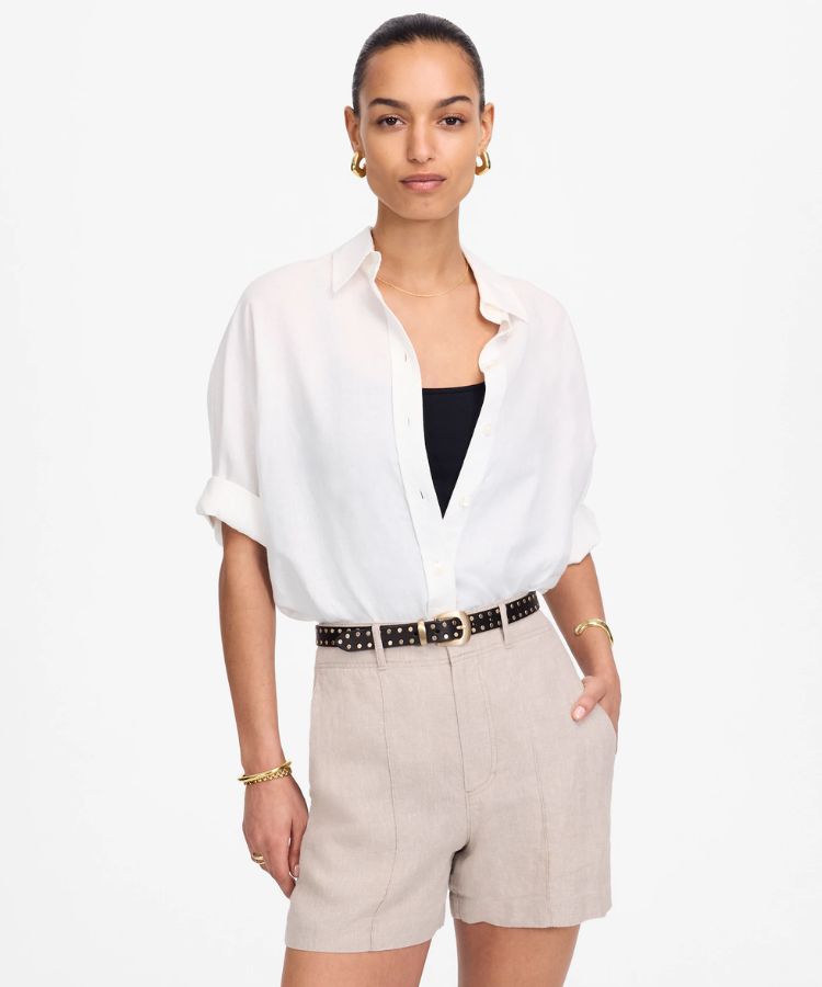 Pintucked Shorts in 100% Linen