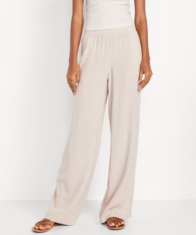 High-Waisted Linen-Blend Wide-Leg Pants