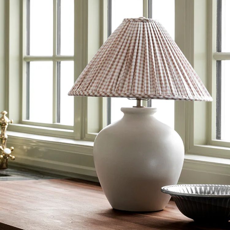 Gingham Pleated Shade Table Lamp