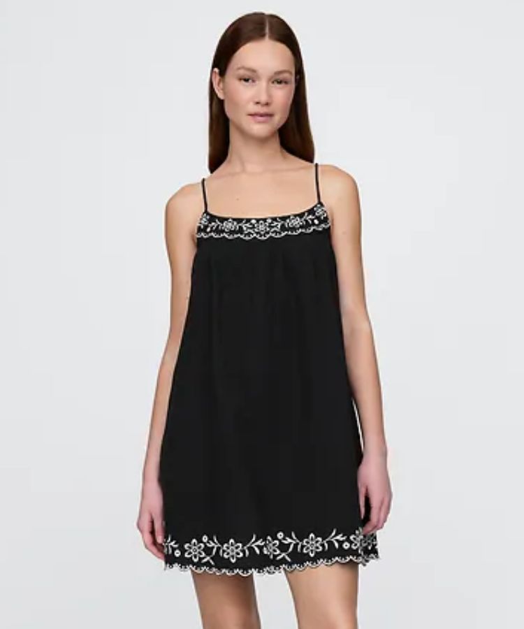 Cotton Gauze Embroidered Swing Dress