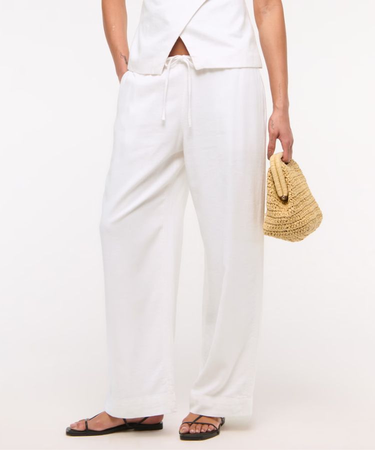 Linen-Blend Pull-On Pant