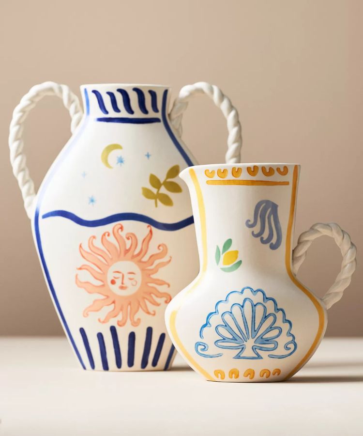 Painted Stoneware Vase