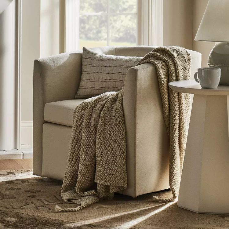 Upholstered Barrel Swivel Accent Chair
