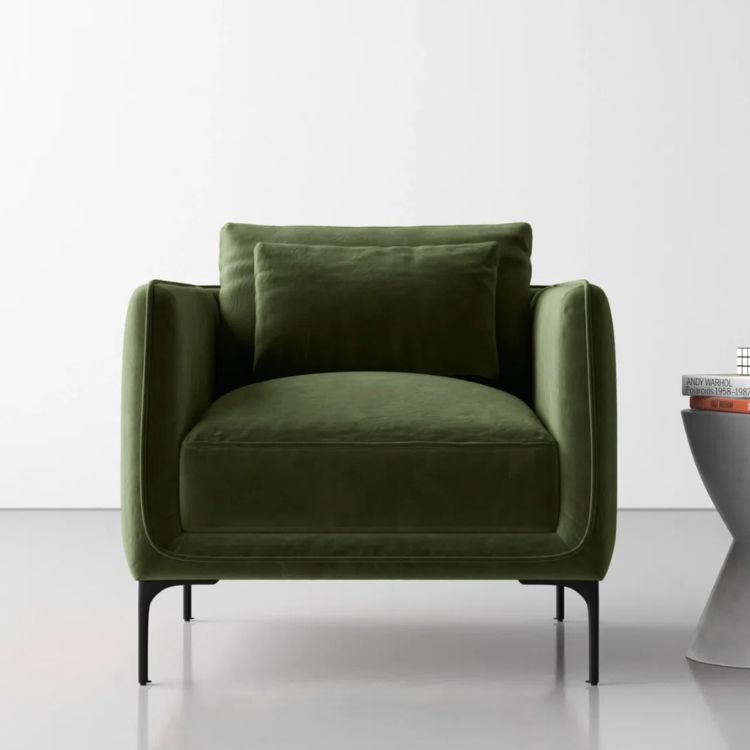 Velvet Upholstered Armchair