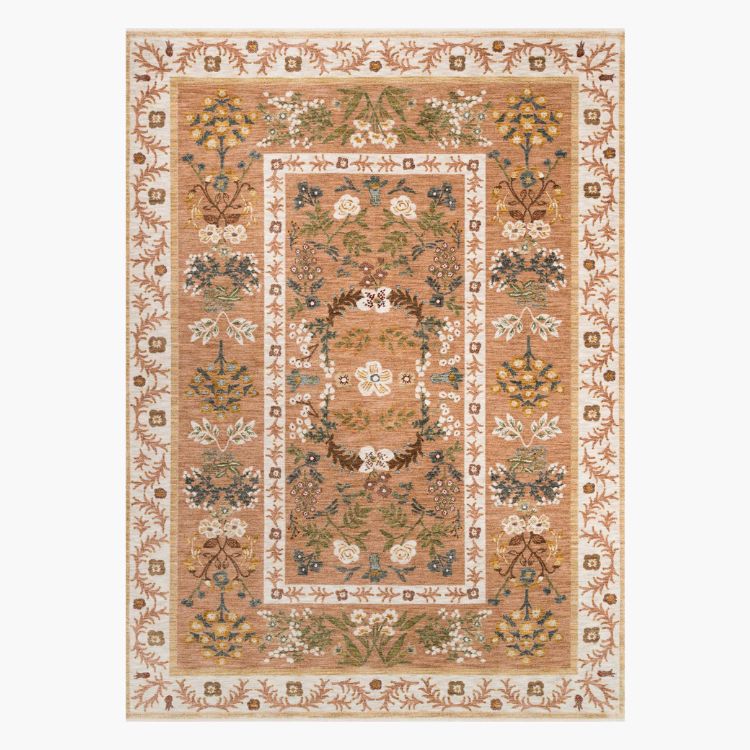 Camel Floral Power Loomed Rug