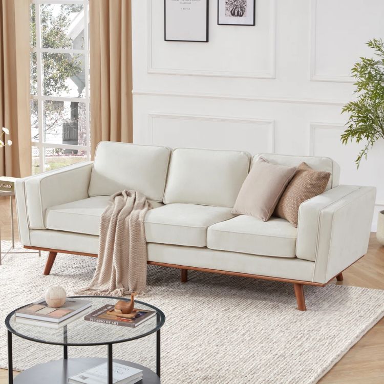 Beige Upholstered Sofa