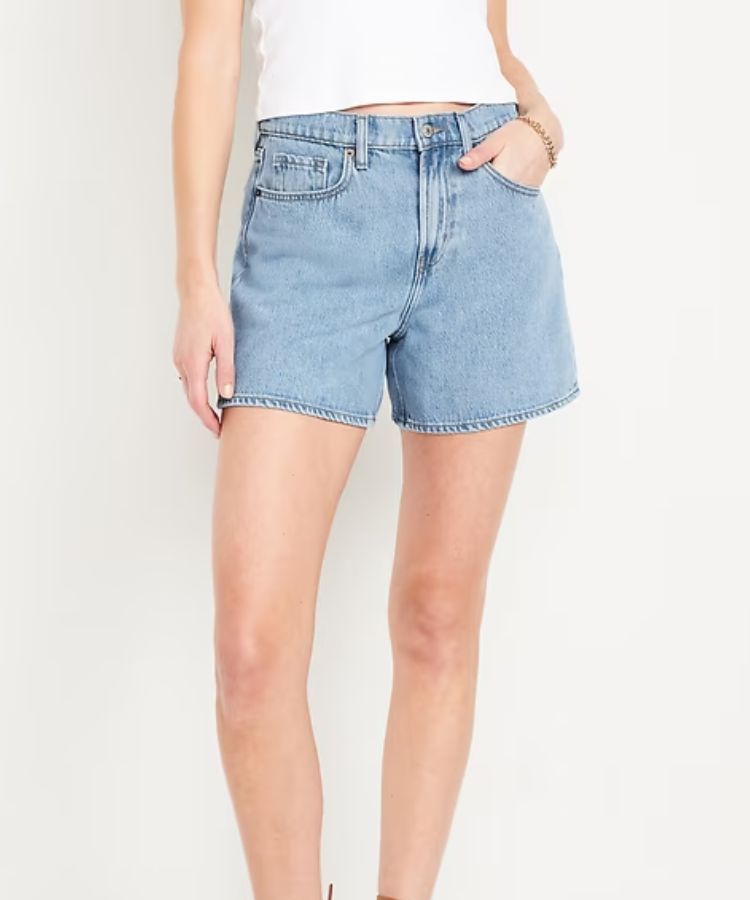 High-Waisted Baggy Jean Shorts